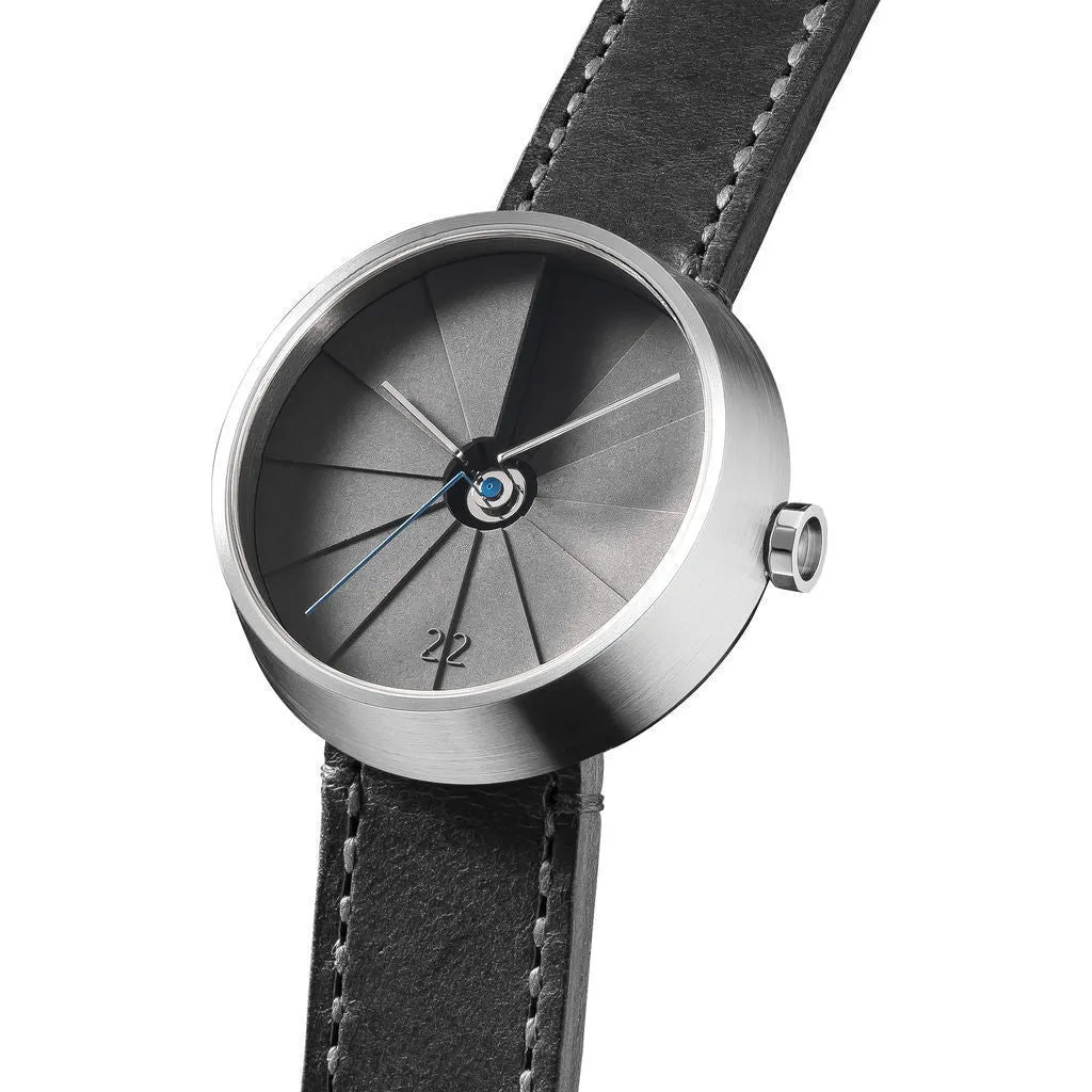 22 Design Studio 4th Dimension Urban Watch | Gray/Black Leather