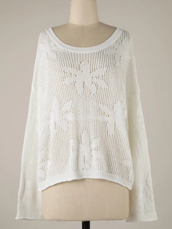 27 Oversized Daisy Crochet Knit Sweater