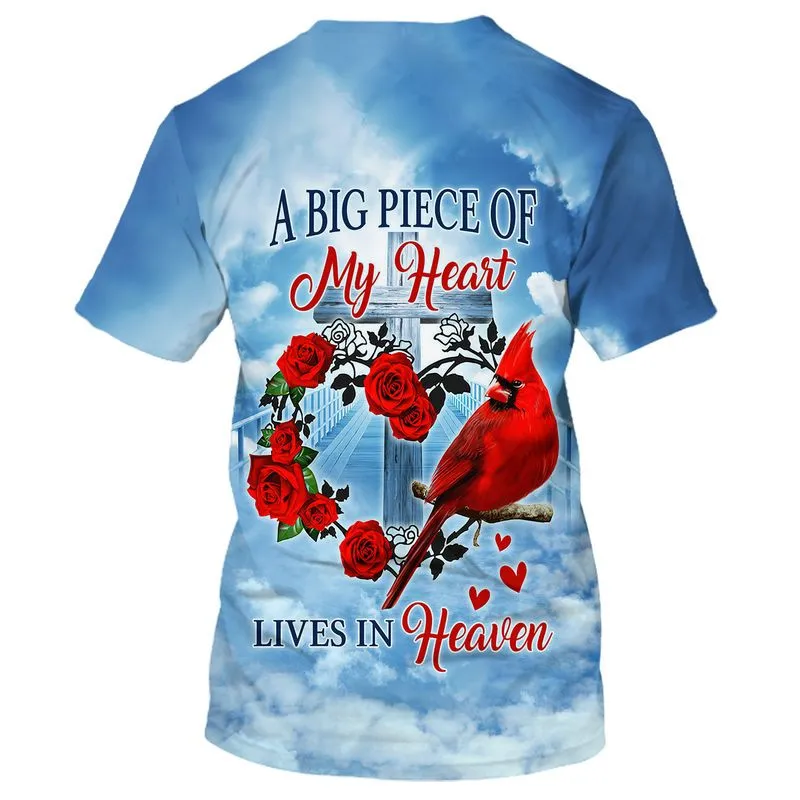 3D All Over Print Memorial T Shirt Big Piece Of My Heart Lives In Heaven Shirts