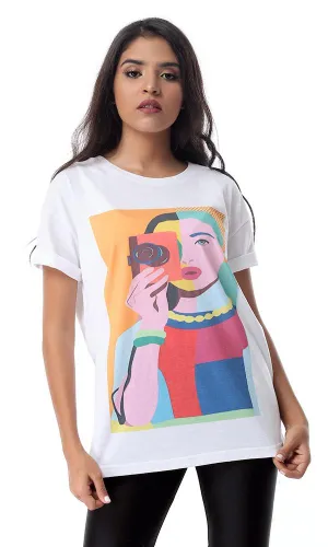 54509 Cool Girl Graphic Print White T-Shirt