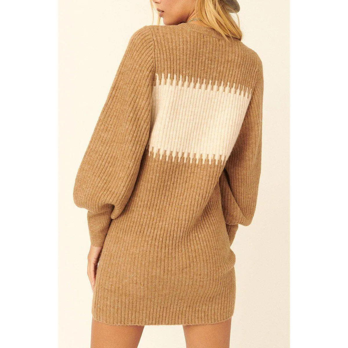 A Ribbed Knit Sweater Mini Dress