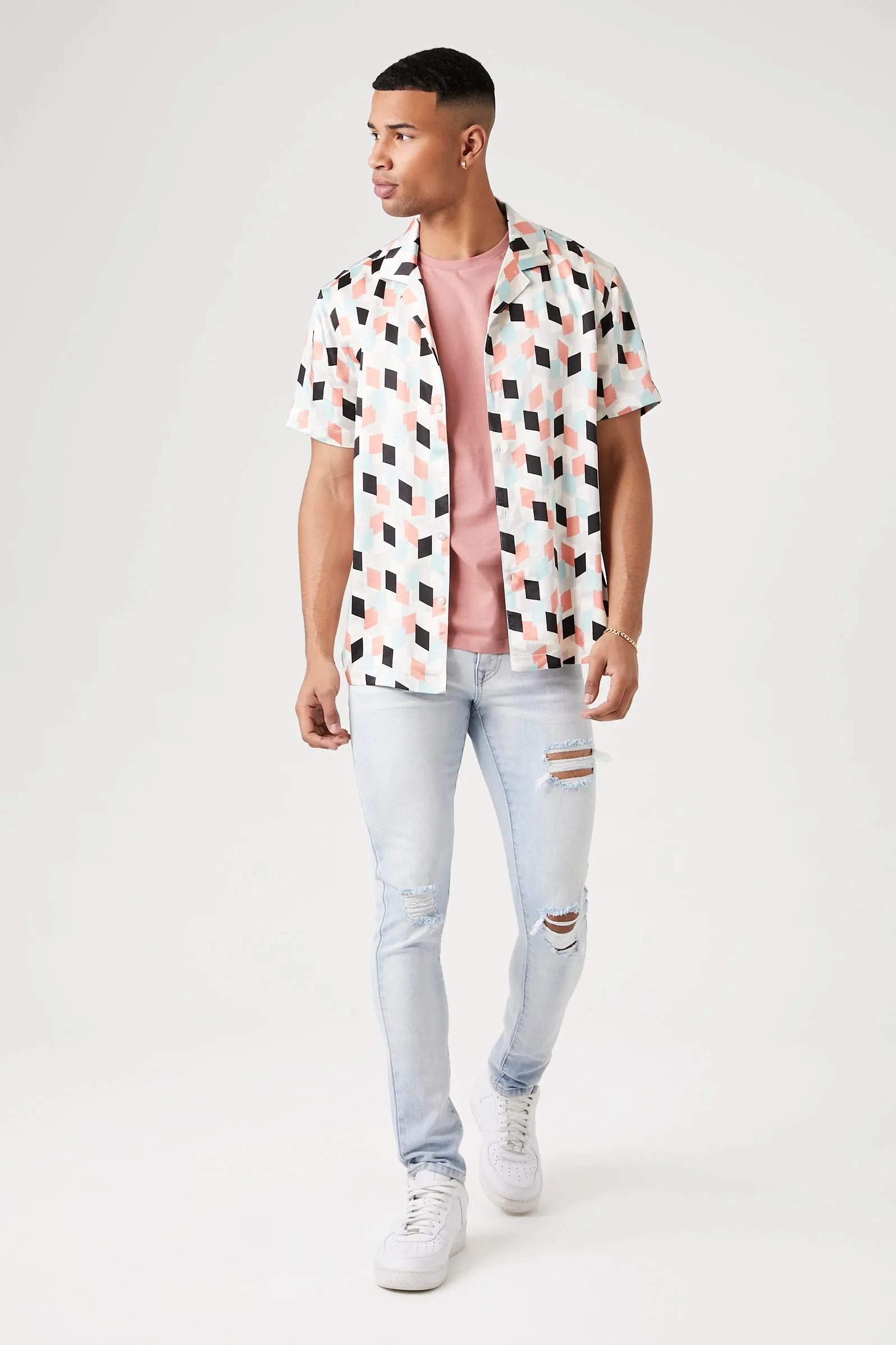 Abstract Geometric Print Shirt