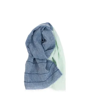 Aloft Linen Scarf - Navy & Mint Split