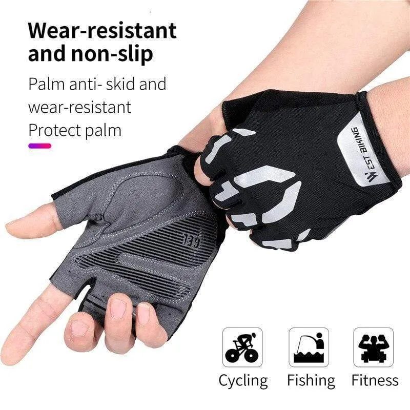 Anti Slip Gel Pad Bicycle Gloves Gel Pad Short Half Finger Cycling Gloves Breathable Outdoor Sports Men MTB Bikes Gloves