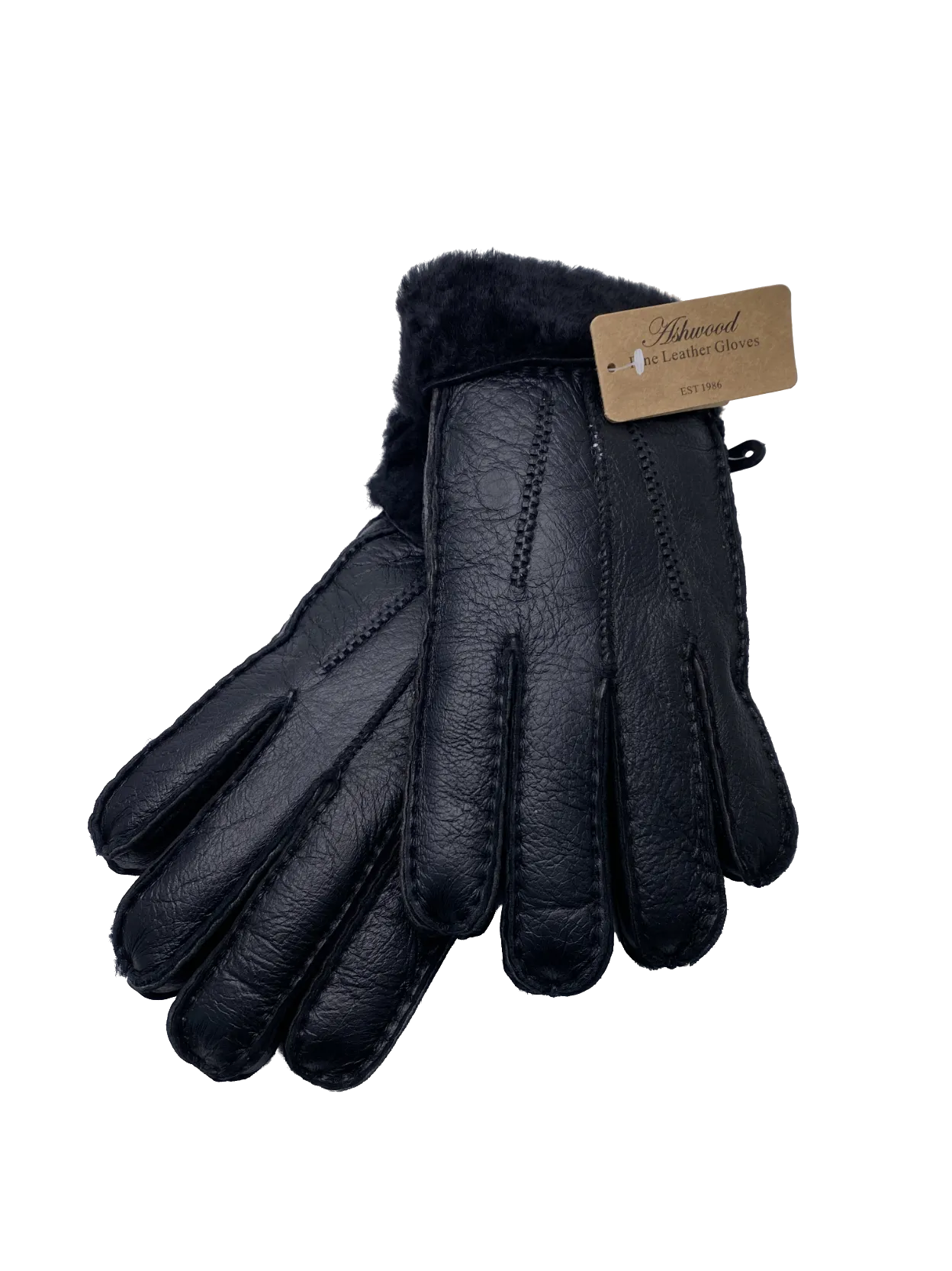 Ashwood Black Fine Leather Gloves UK S/M