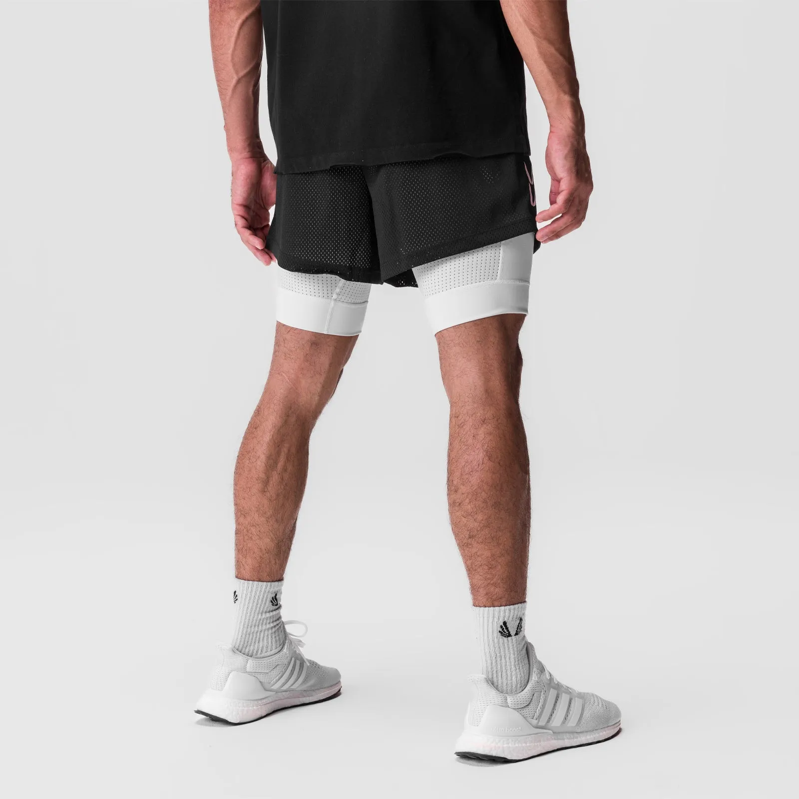 ASRV Silverplus Mesh 5" Shorts - Black/White