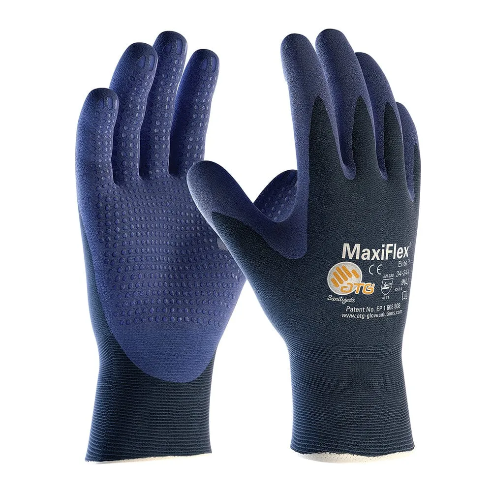 ATG MaxiFlex Elite 34-244 Nitrile Foam Palm Dotted Breathable Gloves