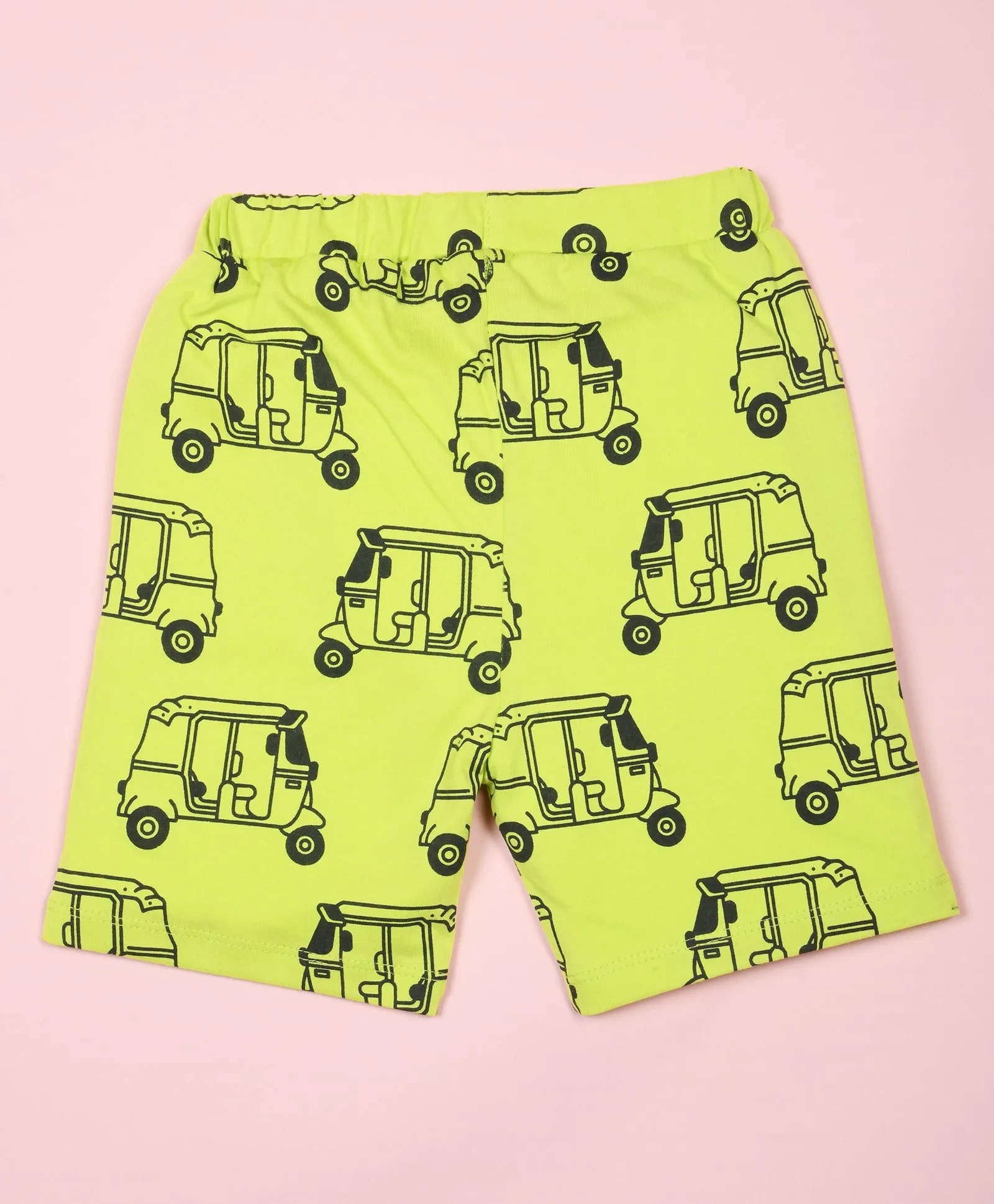 Auto Rickshaw Pattern Half Sleeves T-Shirt & Shorts Set