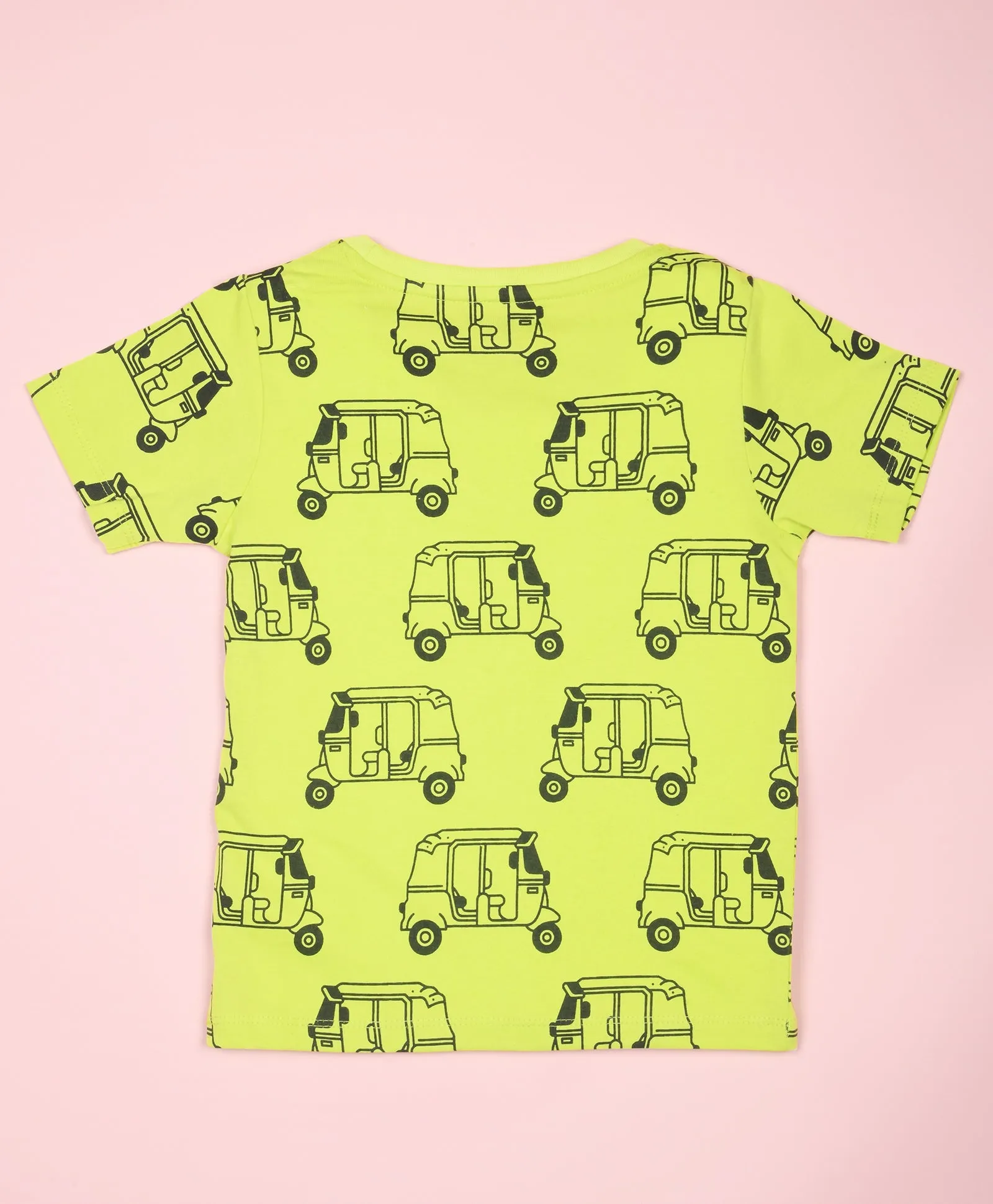 Auto Rickshaw Pattern Half Sleeves T-Shirt & Shorts Set