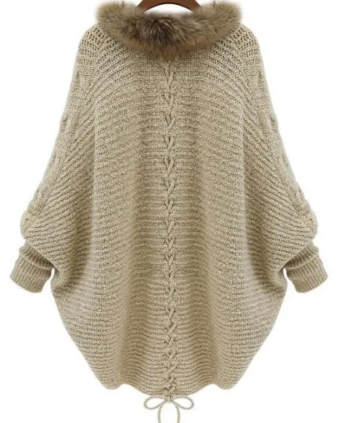 Bat Sleeve Khaki Sweater Cardigan