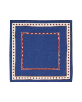 Blue/Burgundy Printed Cotton & Silk Neckerchief