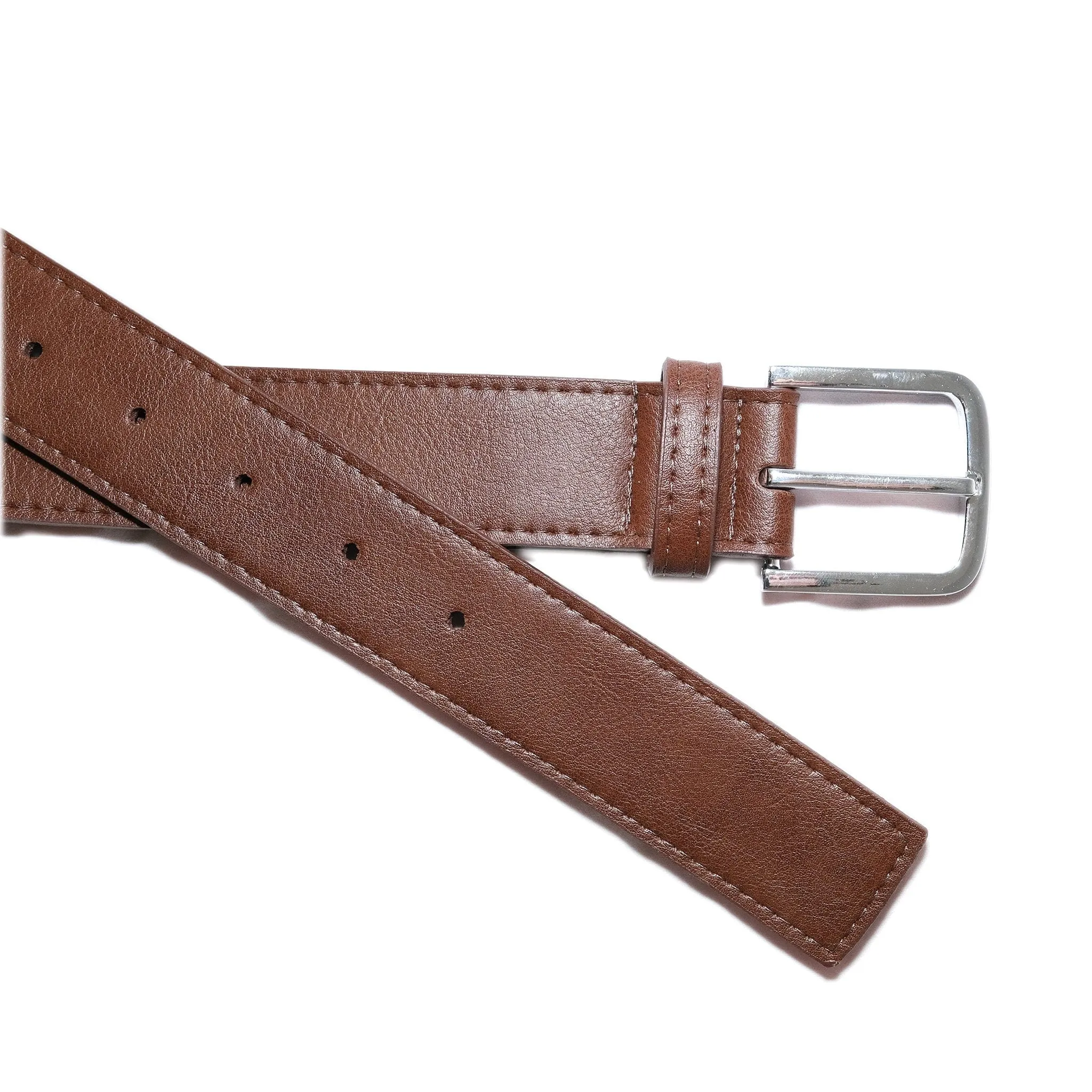 Bo Silver Buckle Vegan Belt | Chestnut