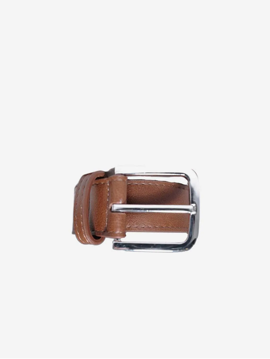 Bo Silver Buckle Vegan Belt | Chestnut