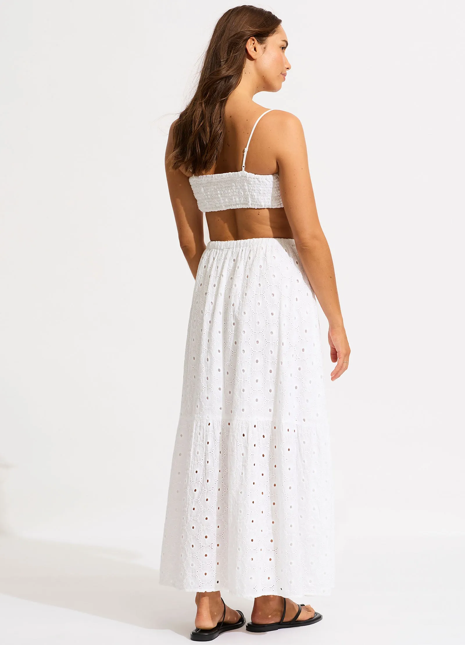 Broderie Maxi Skirt - White