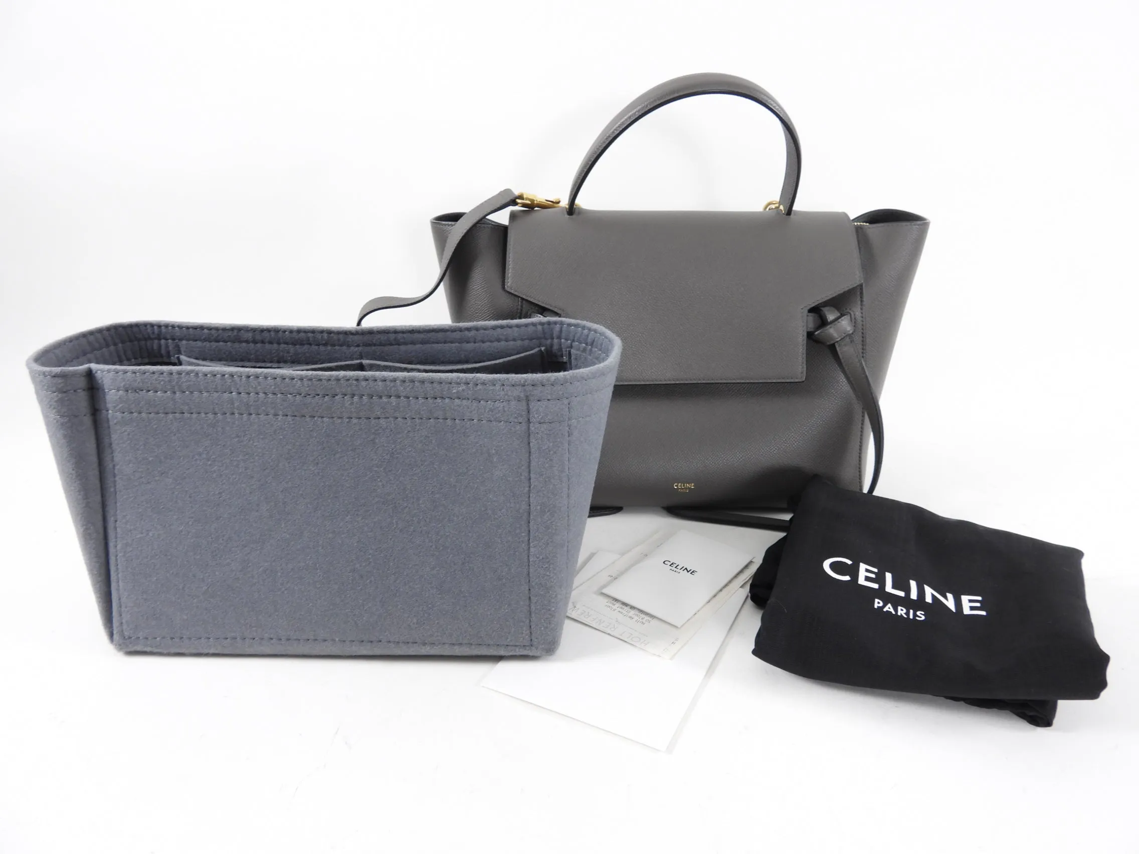 Celine Grey Mini Grained Leather Belt Bag