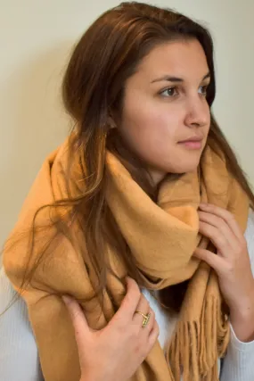 Coffee Plain Fringe Scarf