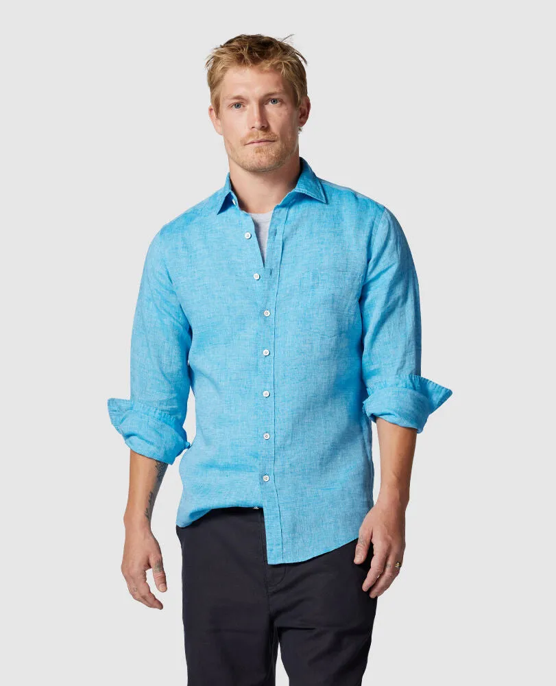 Coromandel Linen Sports Fit Shirt - Cobalt