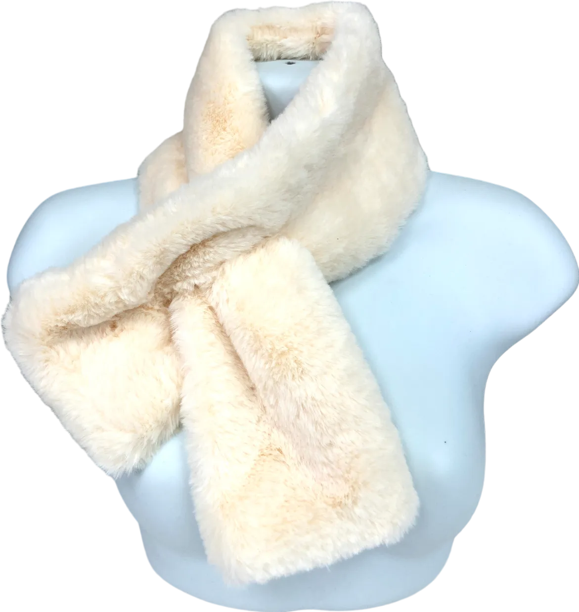 Cream Faux Fur Neck Scarf One Size