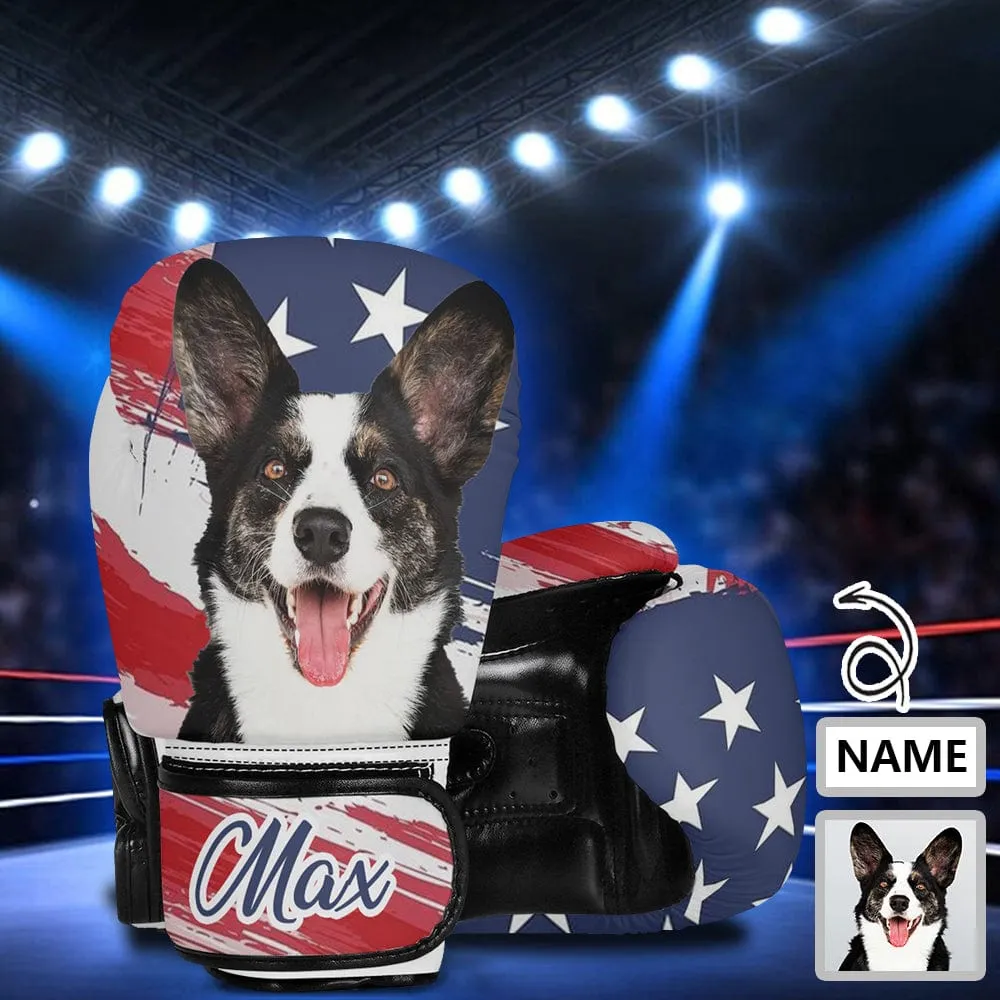 Custom Face&Name American Flag Boxing Gloves