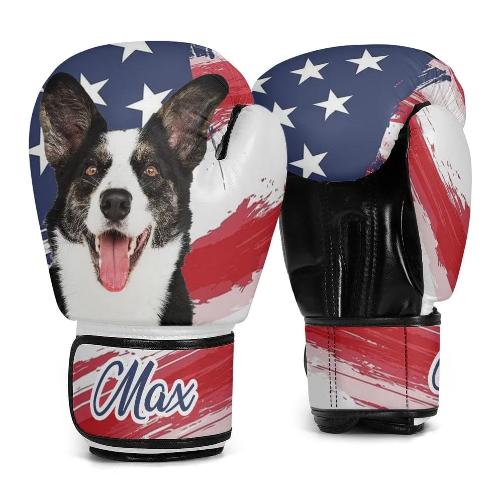 Custom Face&Name American Flag Boxing Gloves