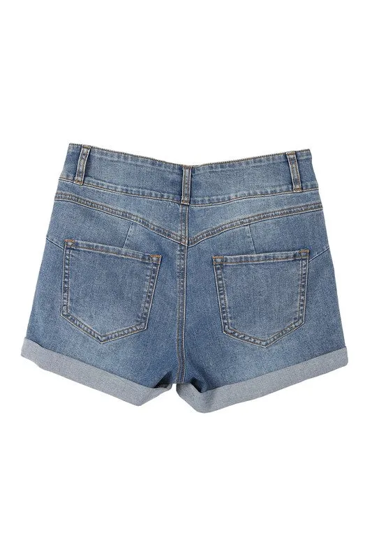 DENIM HIGH WAISTED SHORTS