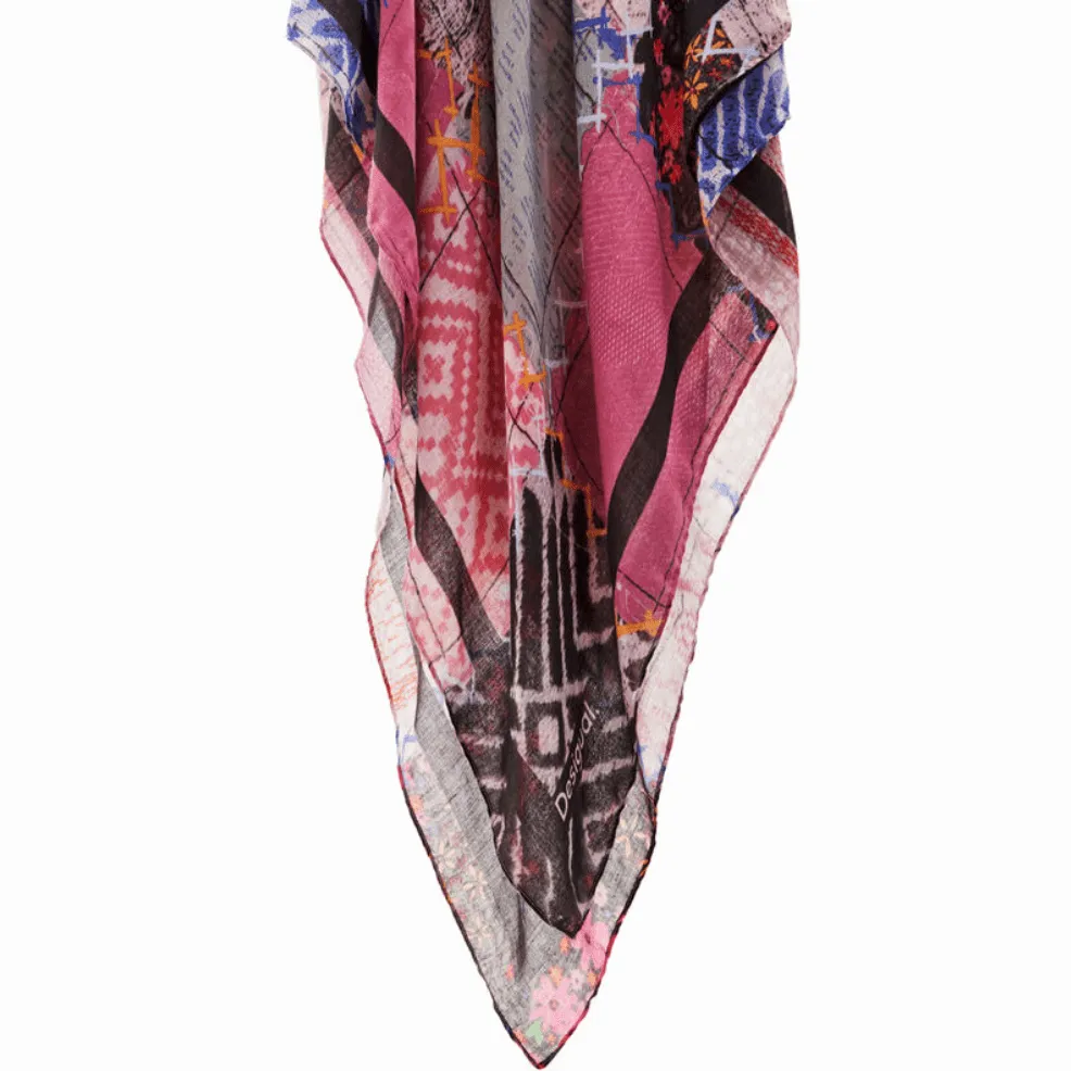 Desigual Patchwork Rectangular Foulard Scarf