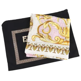 Fendace Fendi x Versace Limited Edition Pink White Silk Scarf