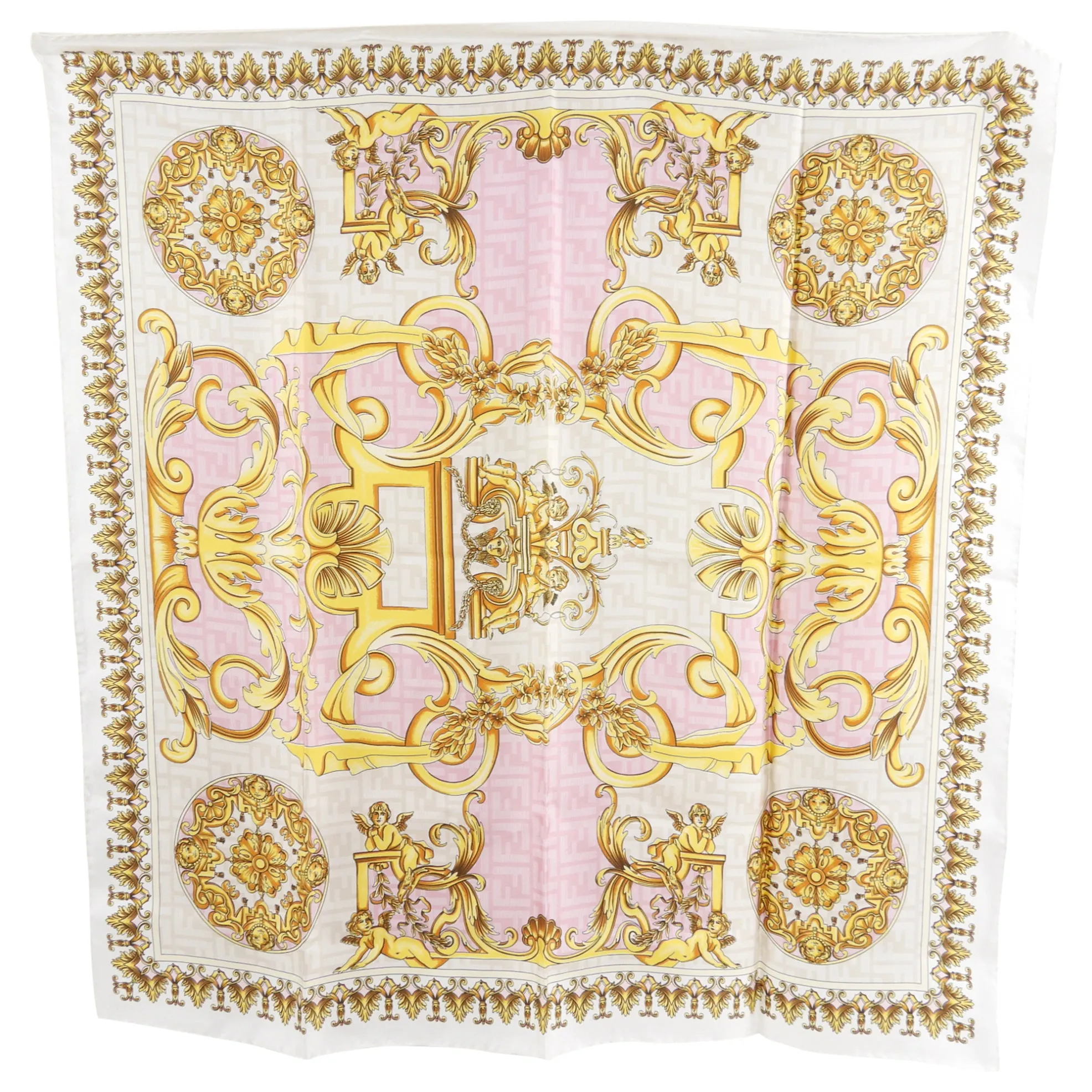 Fendace Fendi x Versace Limited Edition Pink White Silk Scarf