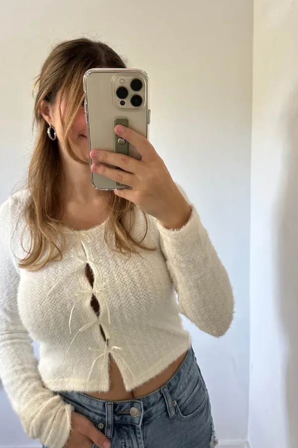 Fuzzy Front Tie Top