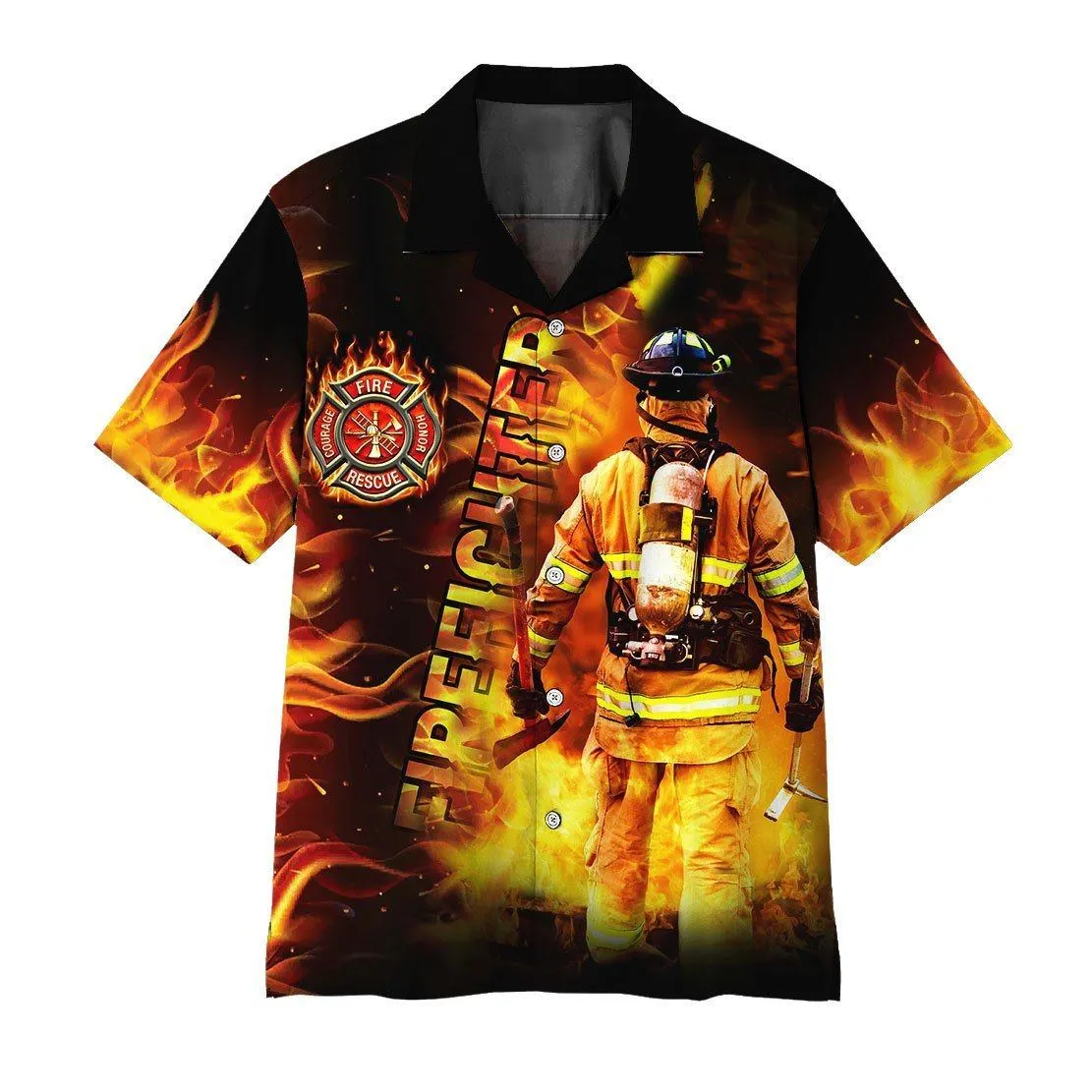 Gearhuman 3D Firefighter Hawaii Shirt