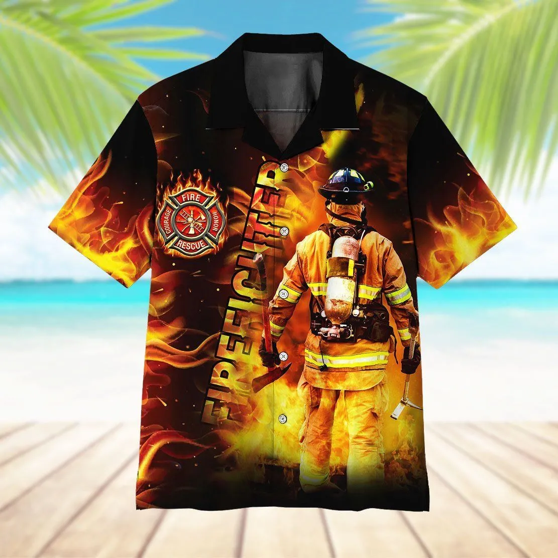 Gearhuman 3D Firefighter Hawaii Shirt