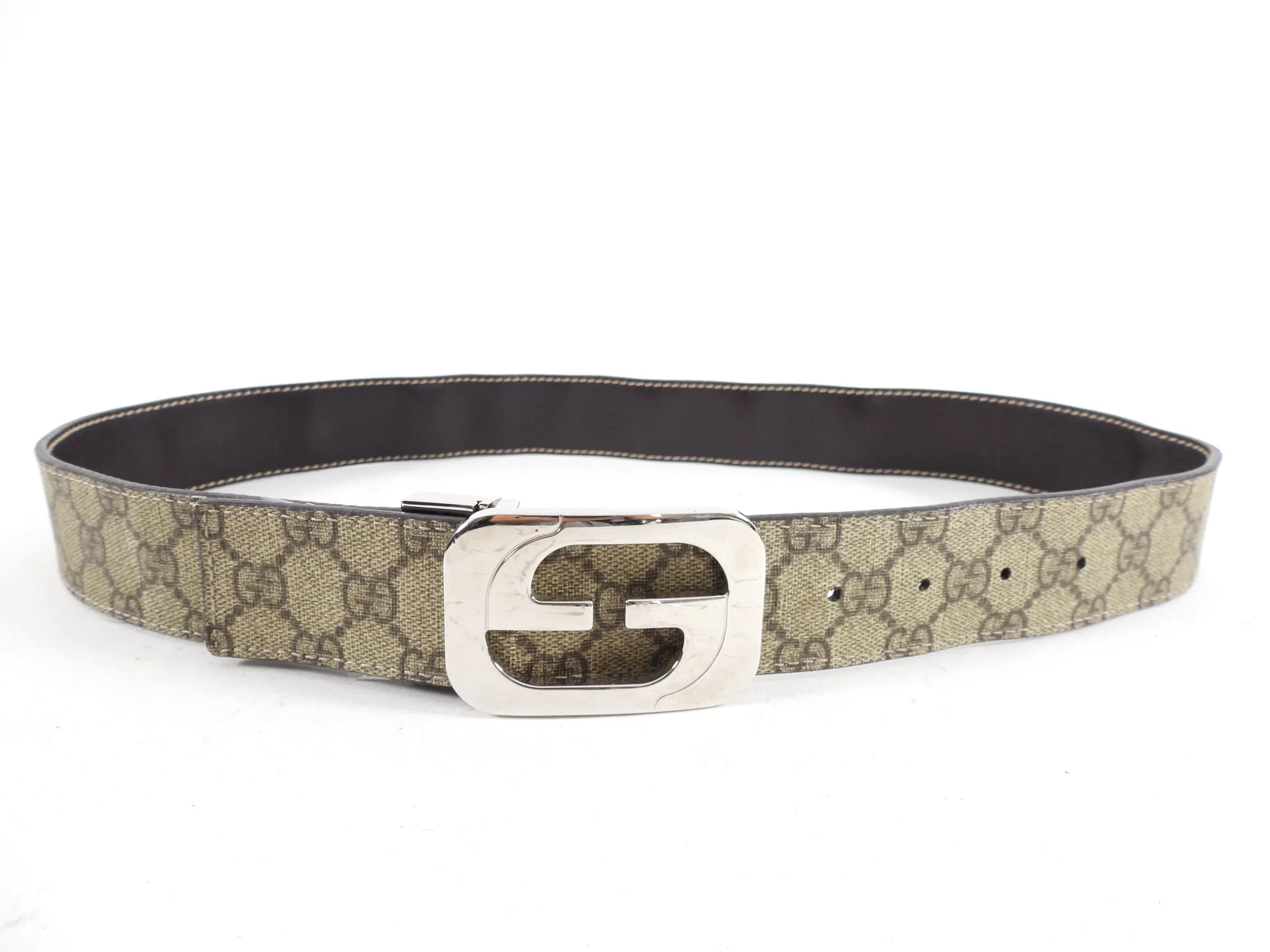 Gucci Monogram Canvas Brown Reversible GG Belt - 33-37