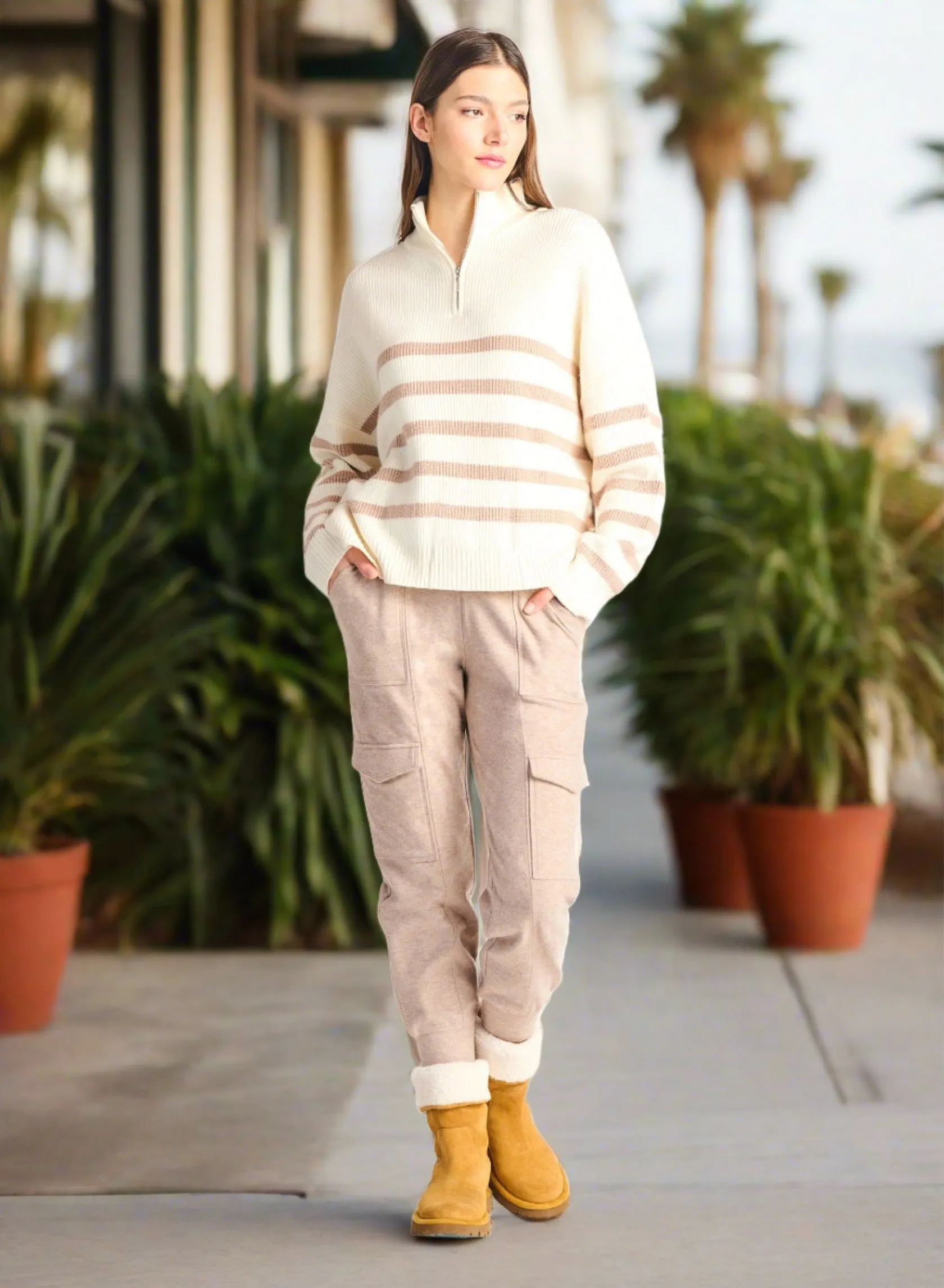 Half Zip Stripe Sweater