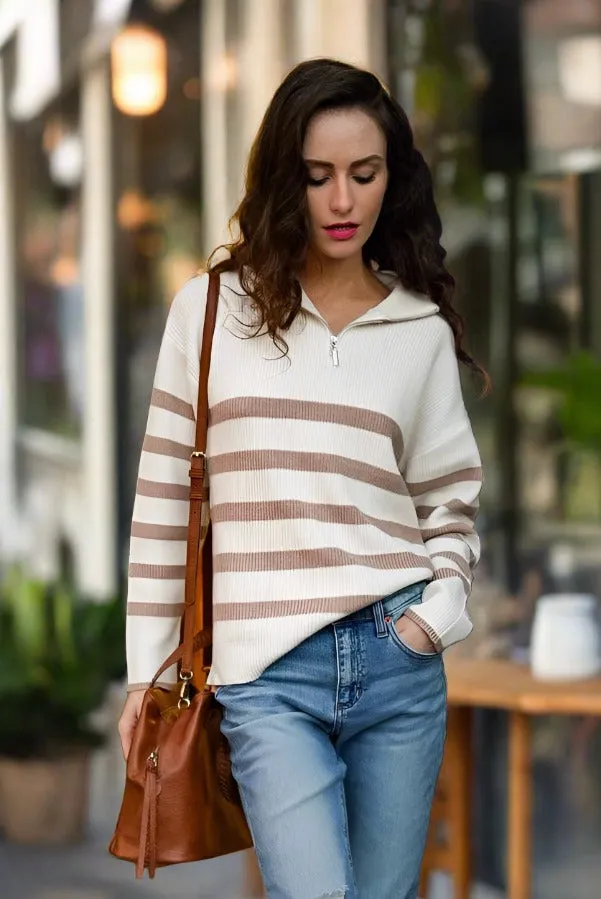 Half Zip Stripe Sweater