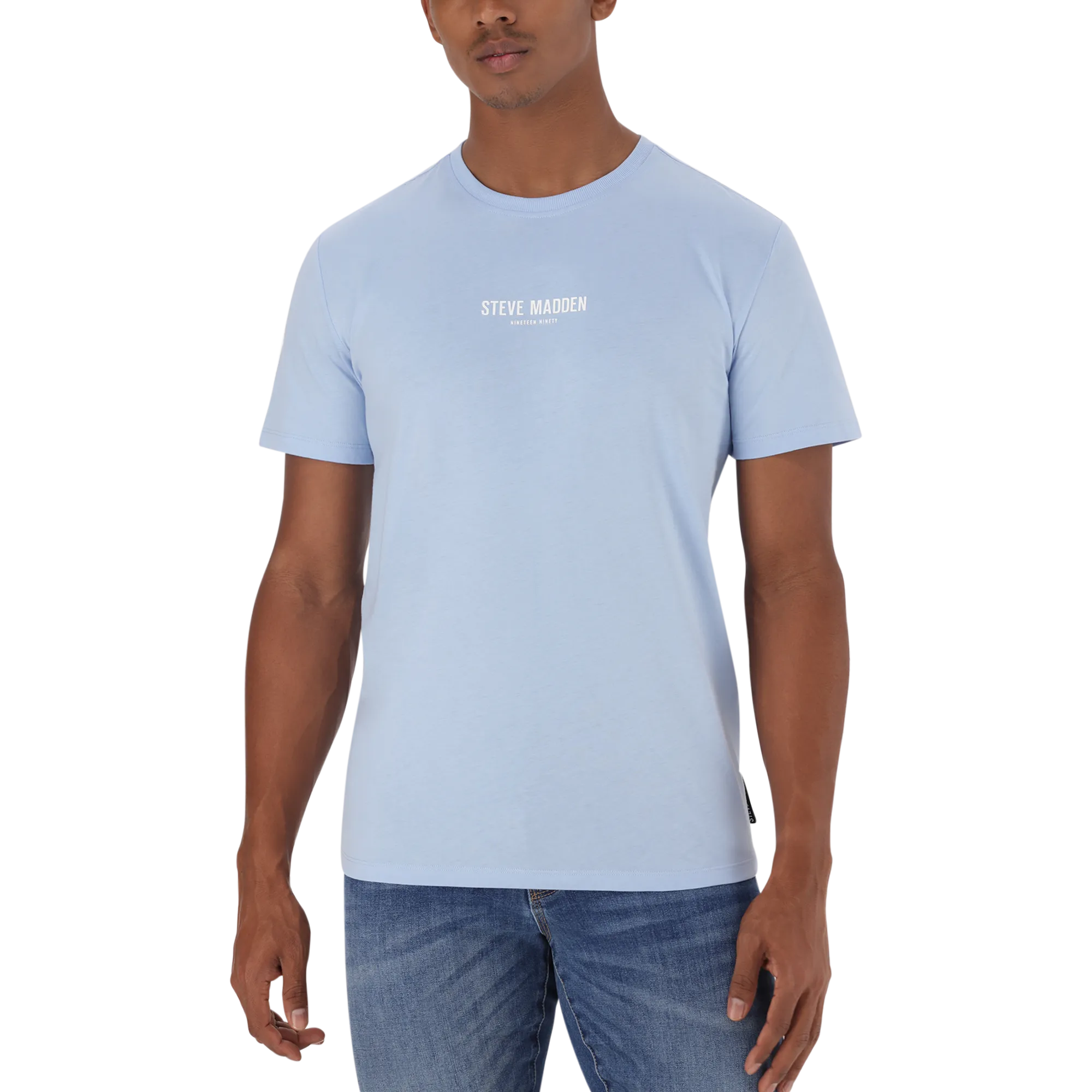 JACE CREW CHARMBRAY BLUE NECK LOGO T-SHIRT