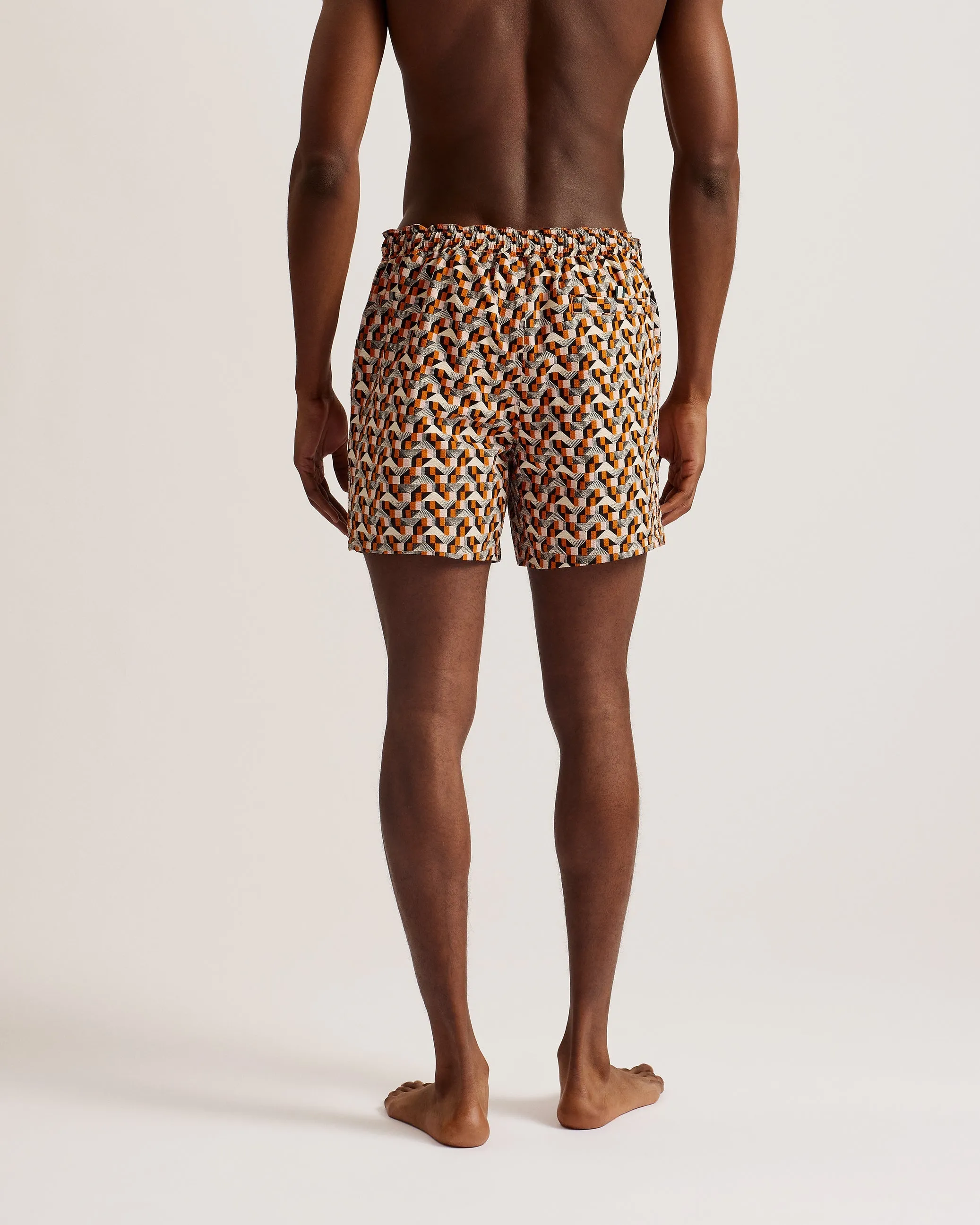 Joris Geometric Seersucker Swimshort Brt-Orange