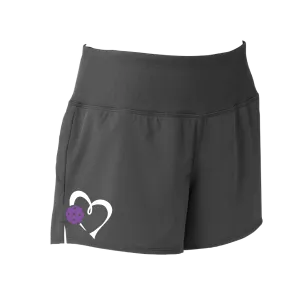 Love Pickleball Heart (Purple) | Women's Pickleball Shorts