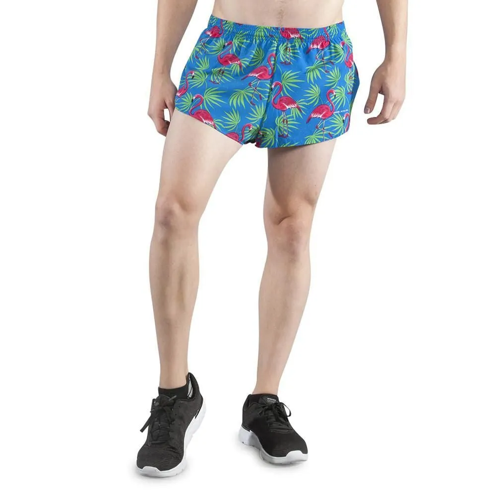 Men's 1" Elite Split Shorts- Flamingo Turquoise