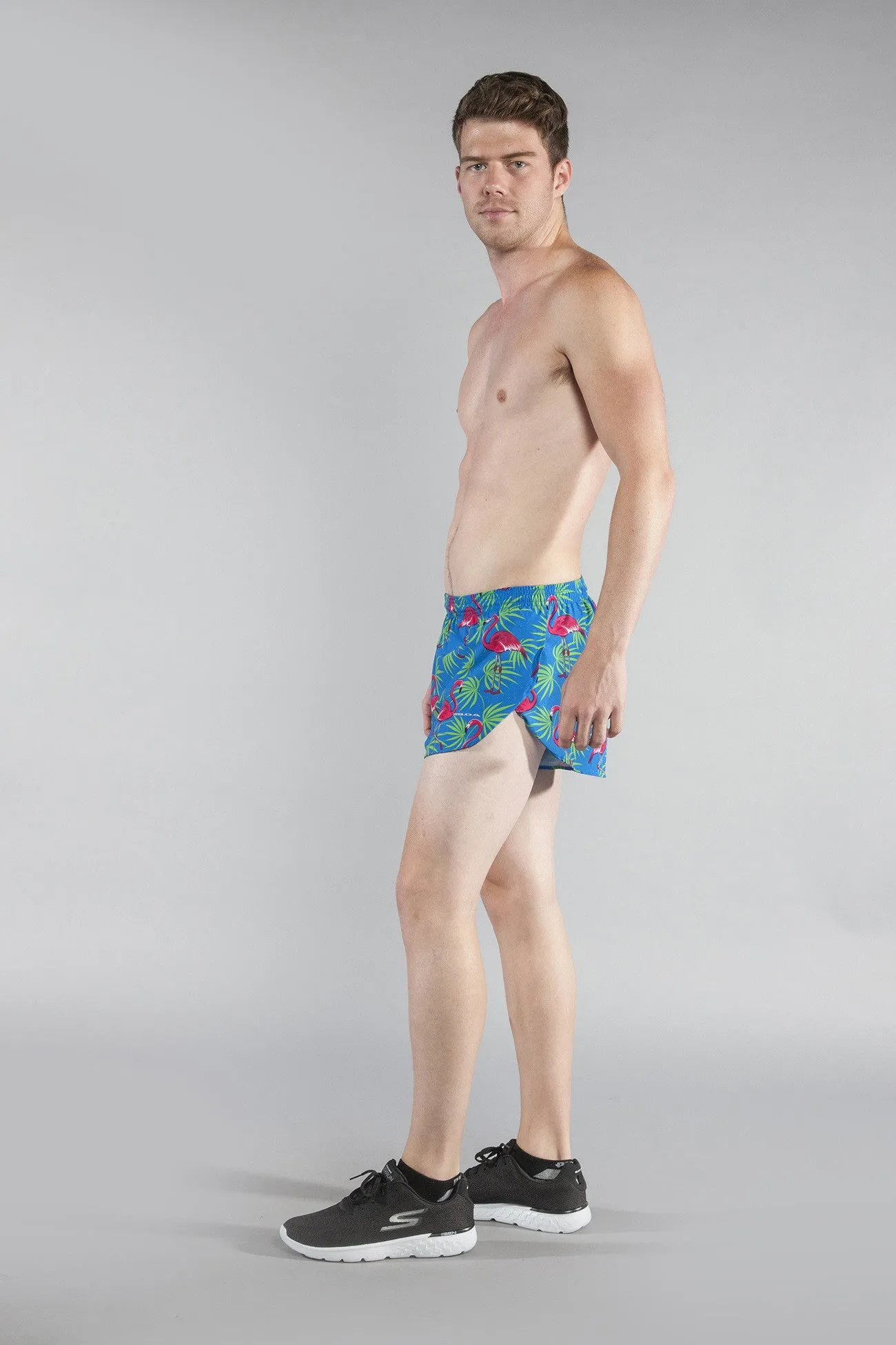 Men's 1" Elite Split Shorts- Flamingo Turquoise