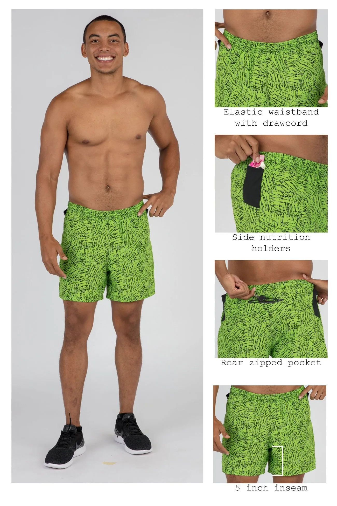 Men's 2-N-1 5 Inch Ultra Running Shorts- Hyper Lime