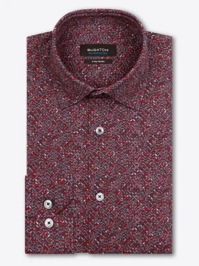 Men's Bugatchi | James Abstract Woven OoohCotton Shirt | Ruby