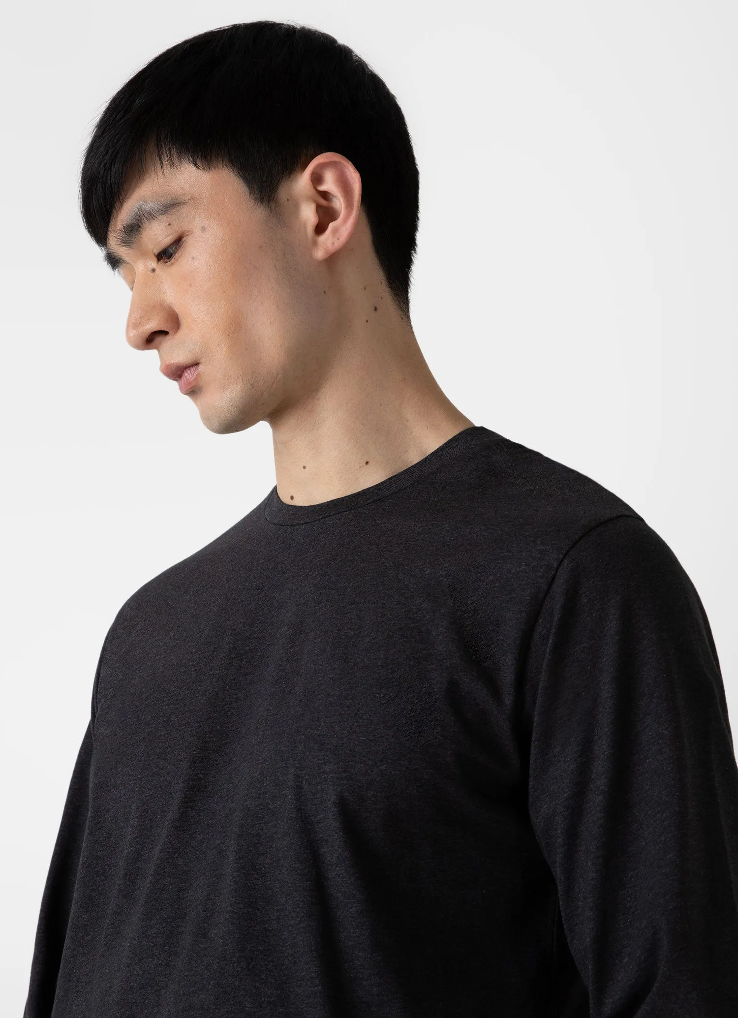 Men's Long Sleeve Riviera T-shirt in Charcoal Melange