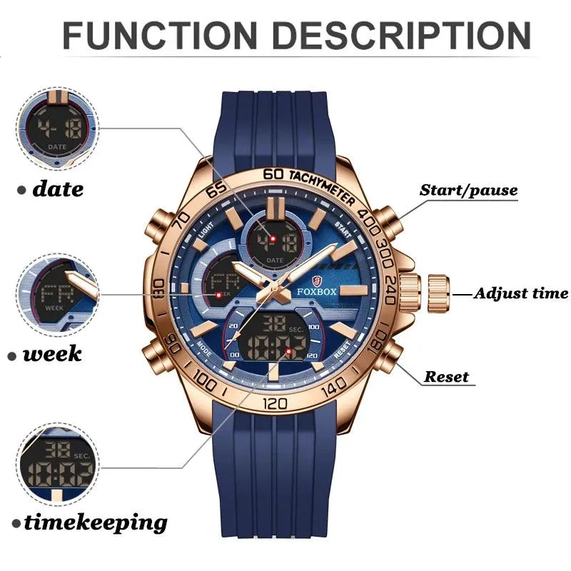 Men's Simple Fashion Watch with LED Display and Silicone Sport Band - SCW0035