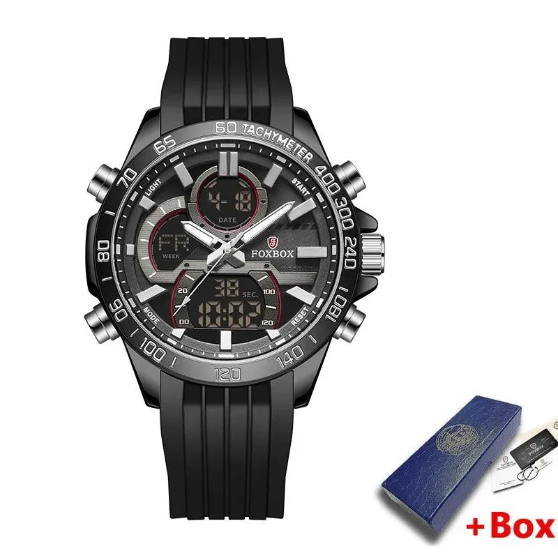 Men's Simple Fashion Watch with LED Display and Silicone Sport Band - SCW0035