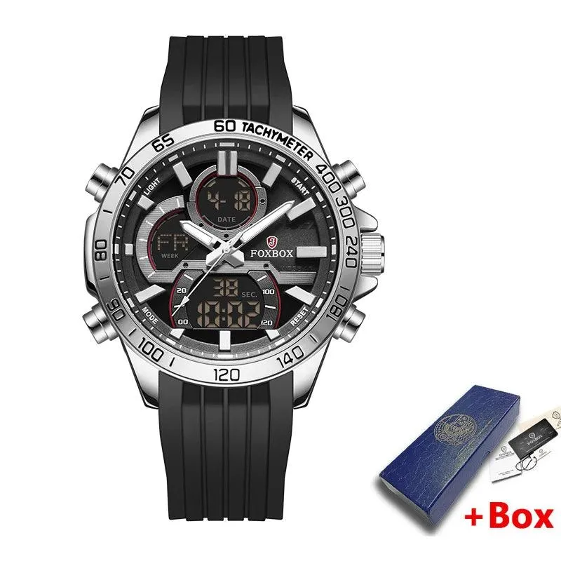 Men's Simple Fashion Watch with LED Display and Silicone Sport Band - SCW0035