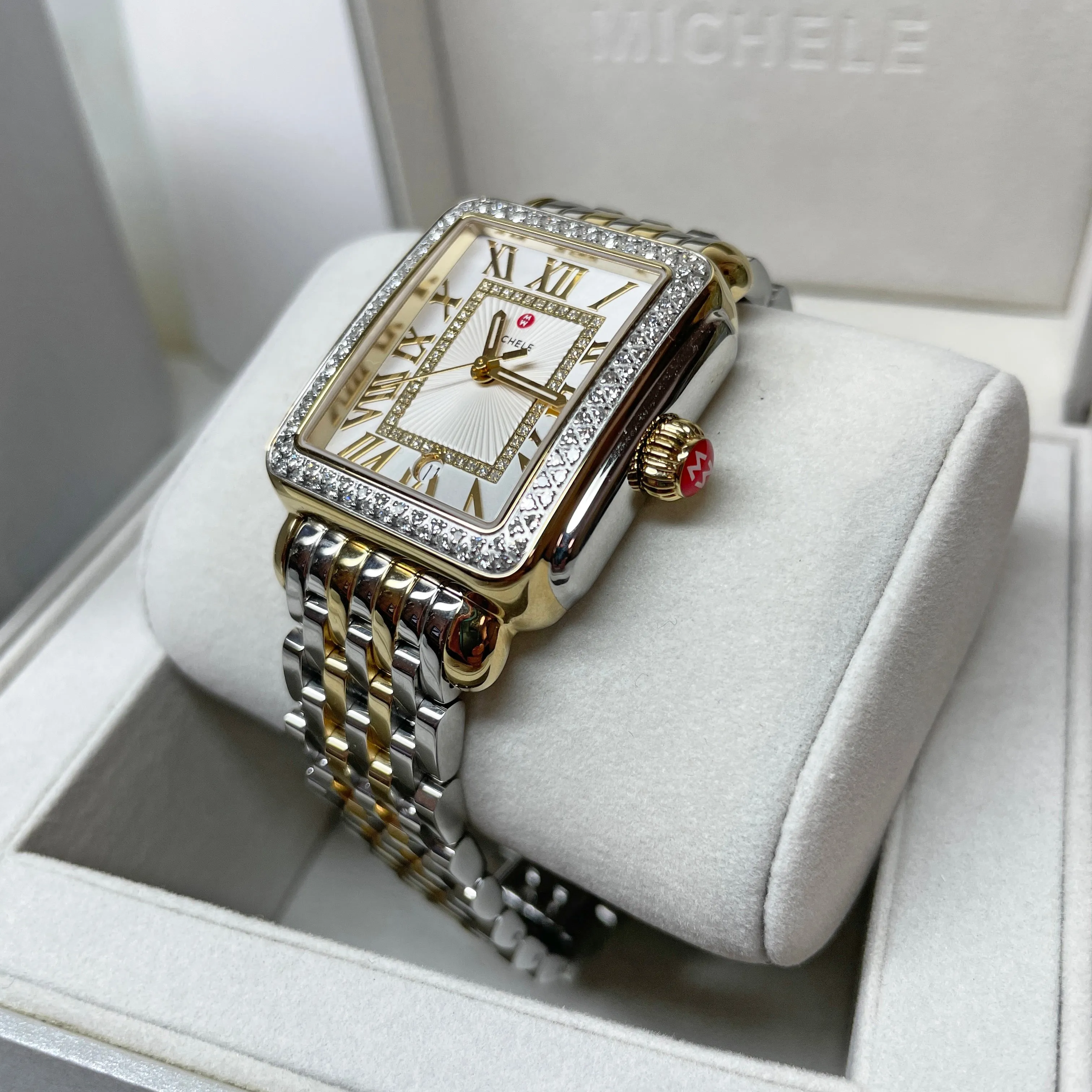 Michele Deco Madison Diamond Two-Tone 18K Gold Diamond Dial Watch MWW06T000144