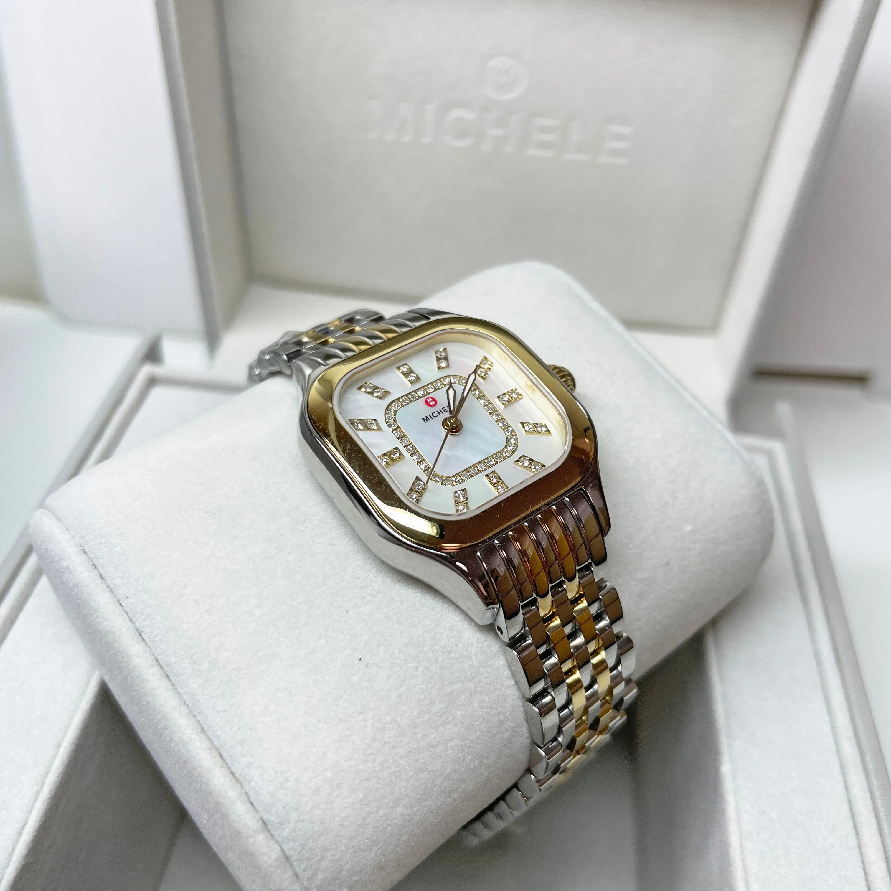 Michele Meggie Two-Tone 18K Gold-Plated Diamond Dial Watch MWW33B000009