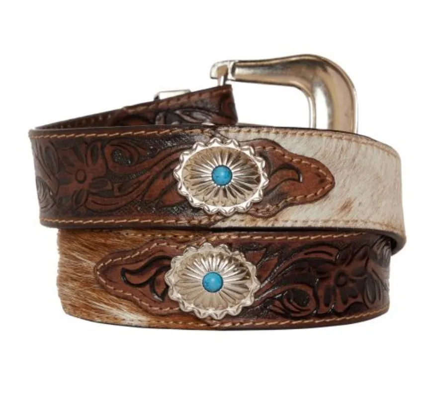 Myra Bag Mirky brown leather tooled western belt