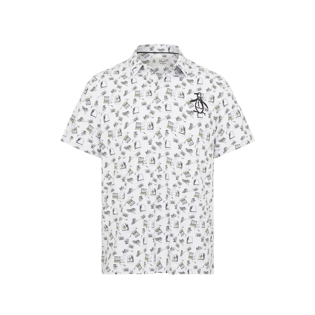 ORIGINAL PENGUIN RETRO ARCADE PRINT POLO BRIGHT WHITE