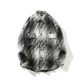 PLAID OVERSHIRT IN GREYSCALE FLANNEL - GREY